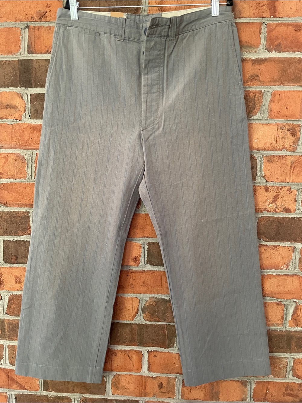 $395 RRL grey stripe field pant
